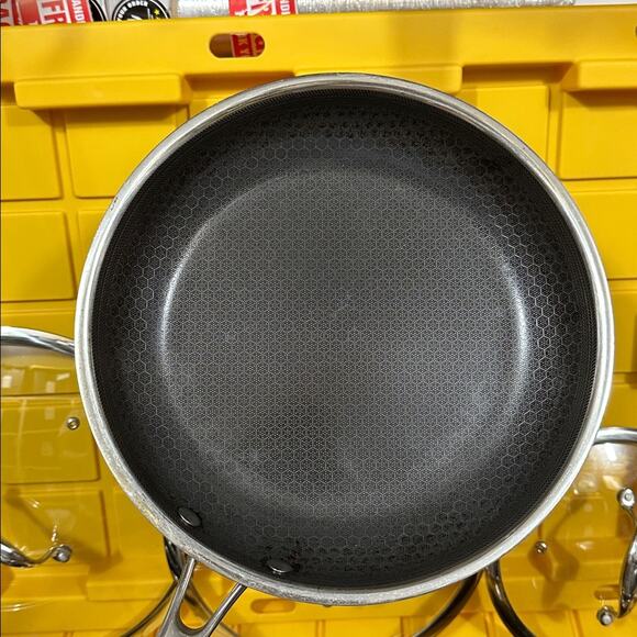 HEXCLAD Hybrid 7 Piece Nonstick Stainless Steel Frying Pan Set 8 10 12" Lids Wok - Picture 8 of 12